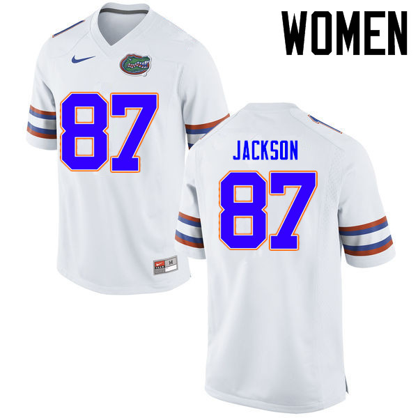 Women Florida Gators #87 Kalif Jackson College Football Jerseys Sale-White - Click Image to Close